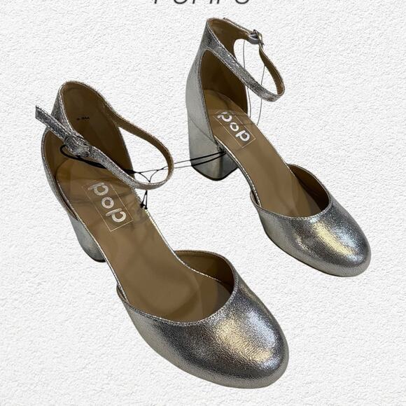 Pop lWomen's Silver Gal Women's Block Pumps Size 9.5 - Picture 1 of 8